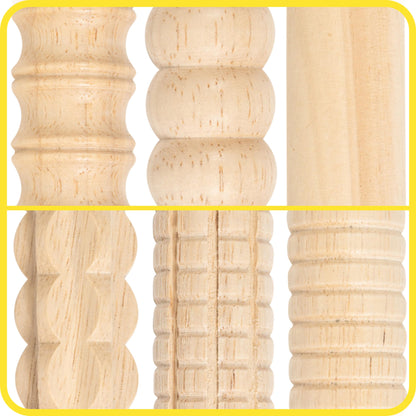 READY 2 LEARN Mini Textured Wooden Rolling Pins - Set of 6-7.25 inches - Turning Handles - Rollers for Kids' Dough, Crafts, Imaginative Play