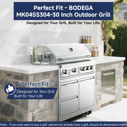 BODEGA Stainless Steel Outdoor Kitchen Drawer Cabinet for Built-in BBQ Grill with 2 Drawers and Propane Tank Storage,Outdoor kitchen storage perfect for Outdoor Kitchen BBQ Island.For all weather use.
