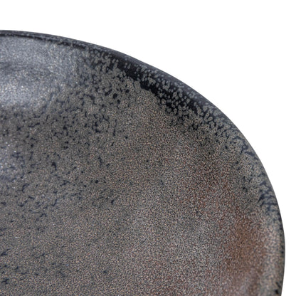 Creative Co-Op Stoneware Bowl with Handle and Base, Black Reactive Glaze