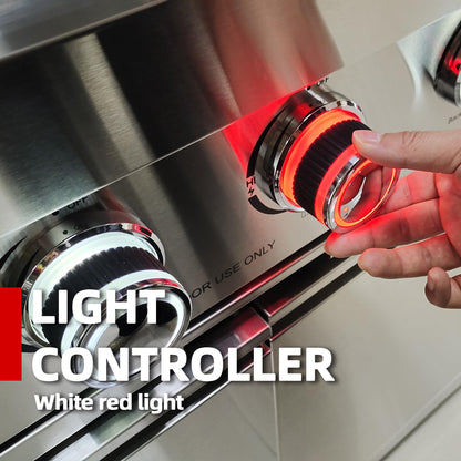 96in Overisized Modular Outdoor Kitchen Bar, 6 Burner 85000 BTU Deluxe Stainless Steel Gas Barbecue Island Kitchen for Backyard w BBQ Grill, Refrigerator, Rotisserie Kit, Countertops, Cabinets, Sink