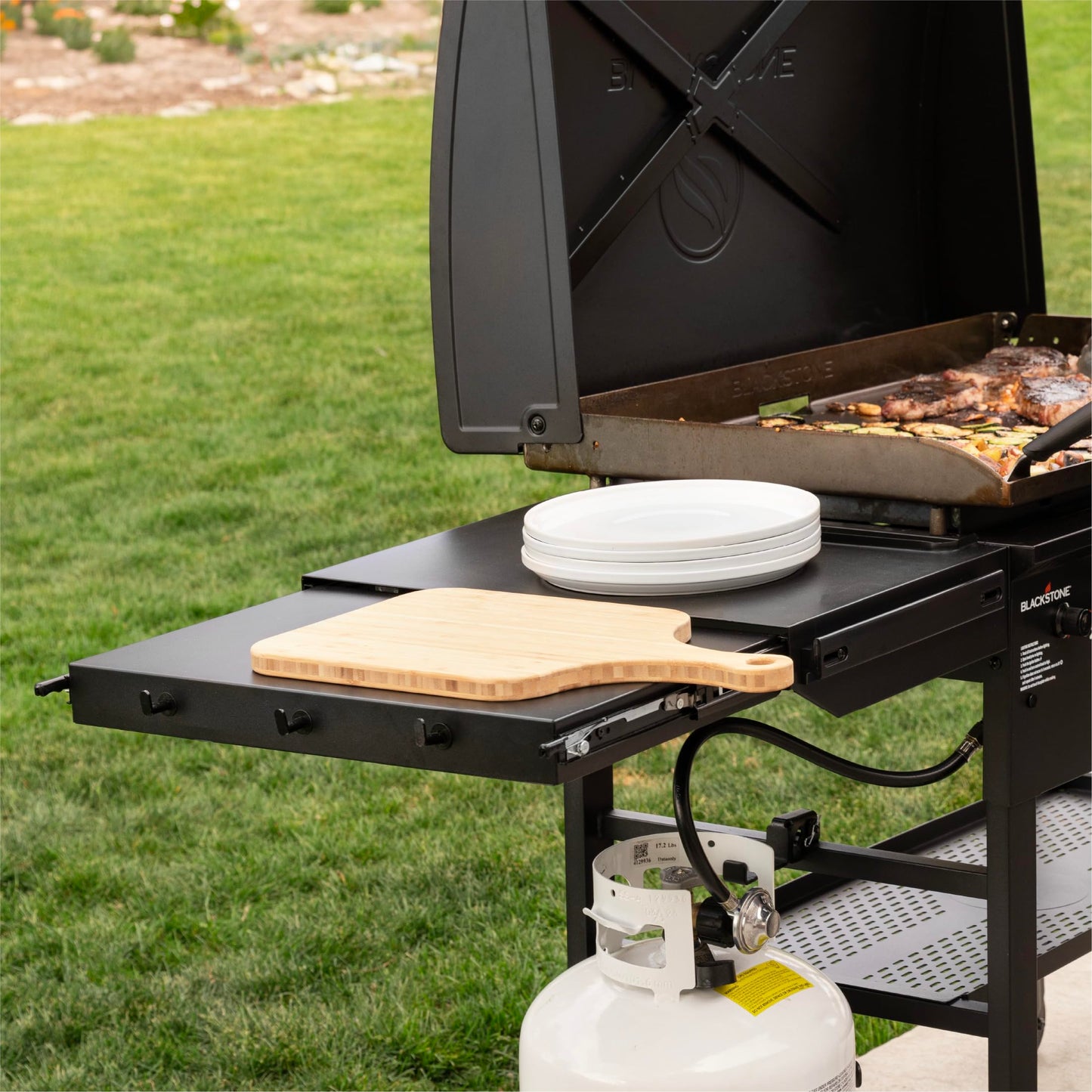 Blackstone 2322 Original 36" Griddle with X-Braced Hood and Omnivore Griddle Plate, Powder Coated Steel, Black