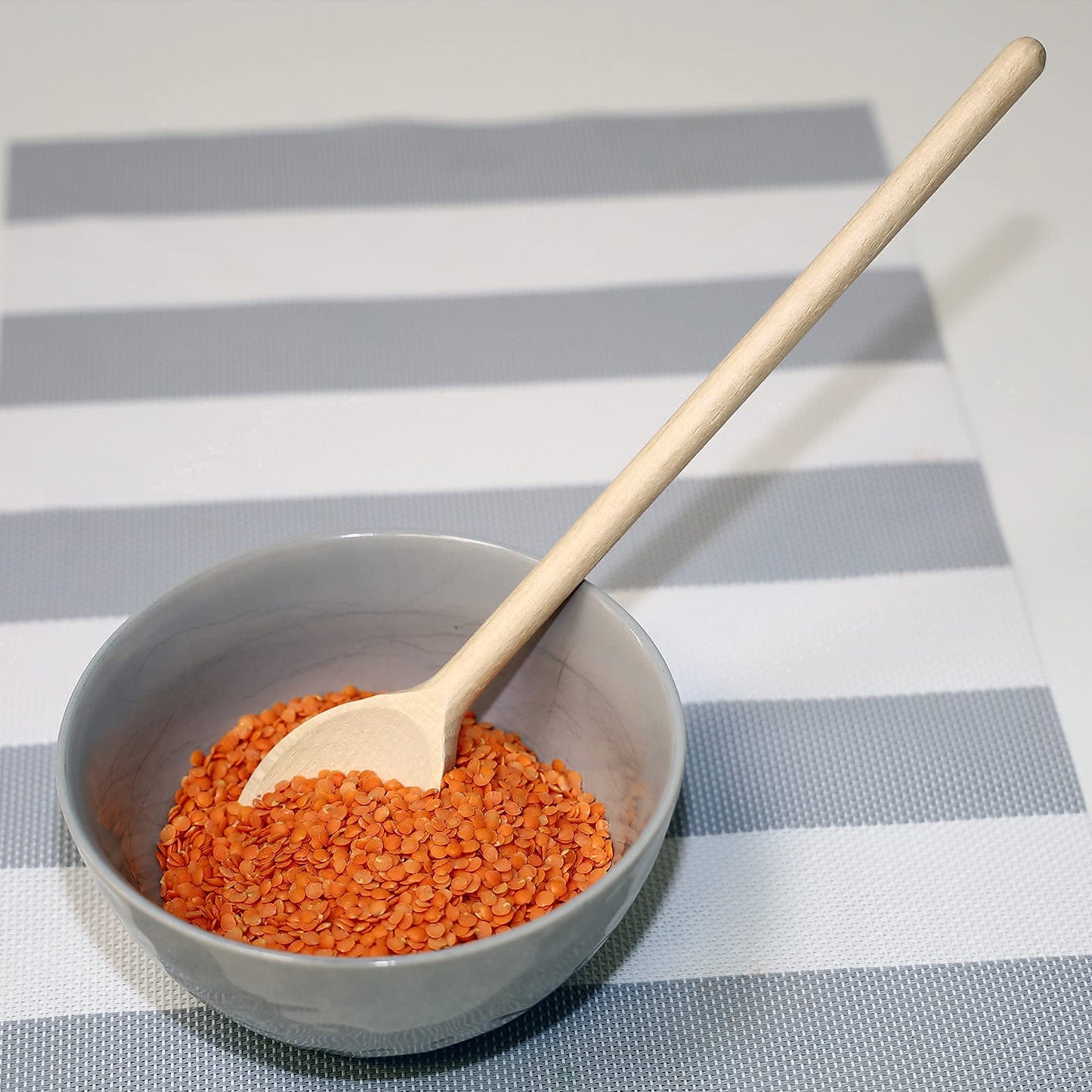 12 Inch Long Wooden Spoon Set by BICB | Natural Beechwood Mixing Spoons for Baking, Cooking & Stirring | Set of 6 Long Wooden Spoons | Cookware Sauce Spoons | Wood Mixing Spoon Set