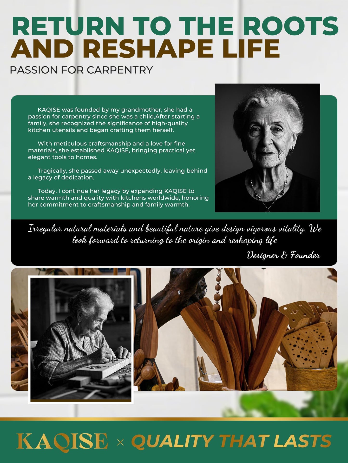 KAQISE Handmade Wooden Spatulas for Cooking, Natural Teak Wood Kitchen Utensils, Smooth Finish Wooden Flat Cooking Spatula Turner Set (2Pcs)