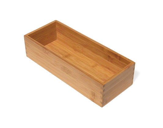 Lipper International Bamboo Wood Utensil Holder Storage Box for Cooking Tools, Makeup, or Office Supplies, 5" x 12" x 3"