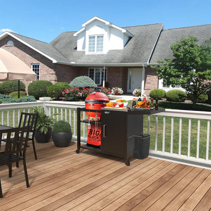 Grill Table for Big Green Egg, Metal Grill Stand Compatible with up to Medium Green Egg,Kamado Joe Jr