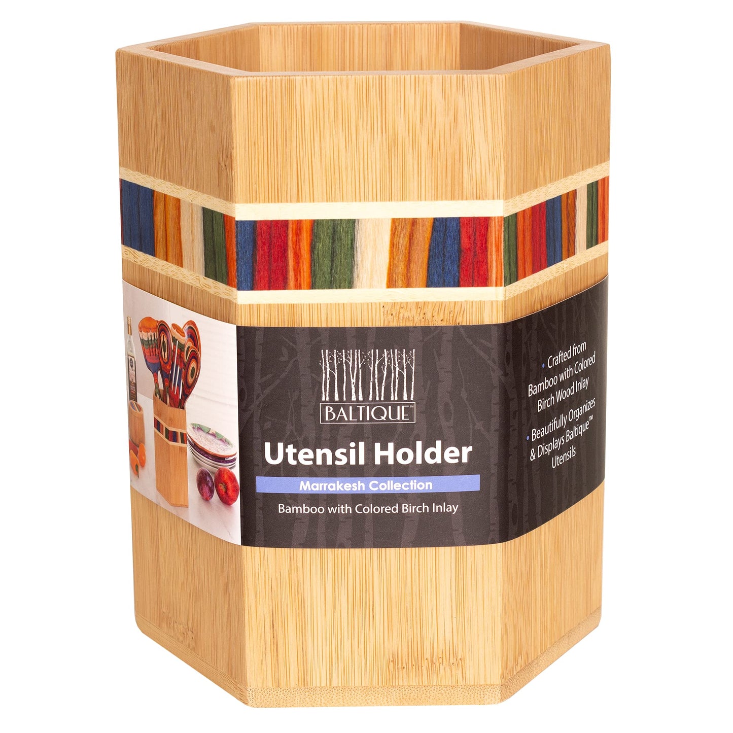 Totally Bamboo Baltique Marrakesh Collection Kitchen Utensil Holder, Large Cooking Utensil Crock for Countertop