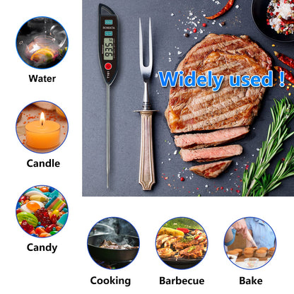 BOMATA Food Thermometer for Cooking, Water, Waterproof IPX7 Digital Thermometer with Long Probe for Bread Baking, Meat, Liquid, Candy.. T101 (Black Color)…