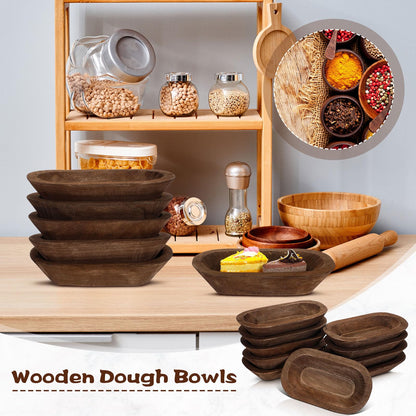 Nuogo 10 Pack Wooden Dough Bowls Bulk Rustic Dough Bowls for Wedding DIY Candle Home Crafts Making Farmhouse Fruits Supplies Decoration(8.5 Inches,Brown)