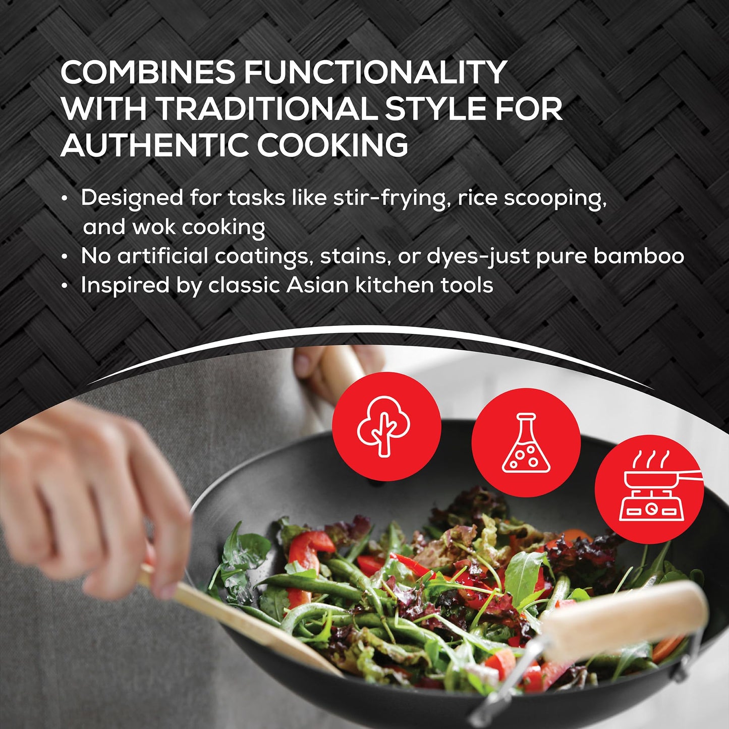 Helen’s Asian Kitchen Bamboo Kitchen Spoon Cooking Utensil, 10-Inch