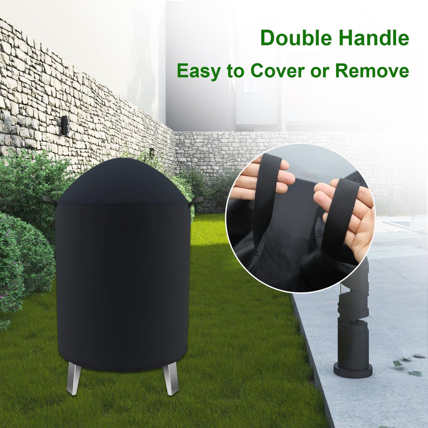 Outdoor Round Smoker Cover Fits Realcook Realcook 17" Smoker, Char-Broil 16" Bullet Smoker, Cuisinart COS-116 Vertical Charcoal Smoker,Joyagrill 17-1/2" Smoker Grill (22" D x 30" H)