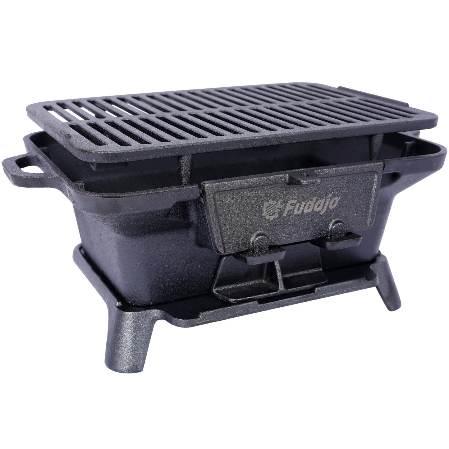 Anveffeg Cast Iron Hibachi Grill – Portable Charcoal BBQ for Outdoor Cooking, Durable Tabletop Skillet, Compact Camping Charcoal Cooker for Tailgating, Picnics & Hunting (Rectangle)