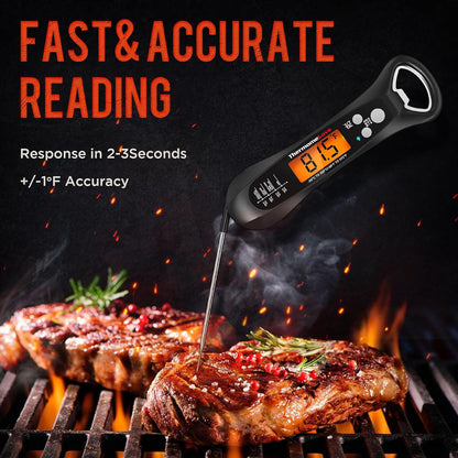 Thermomelove Digital Meat Thermometer with LCD Display,Waterproof,2-3s Response Time,for Cooking,Candy,Deep Fry,BBQ,Grill,Oil,Smoker and Roast,Camping & Kitchen Essentials(D1-Blcak)