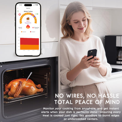 Smart Bluetooth Wireless Meat Thermometer Digital,Probe & LCD Screen for Grill,BBQ,Smoker,Air Fryer,Kitchen,Oven,Kitchen,Perfect for Turkey,Steak,Chicken
