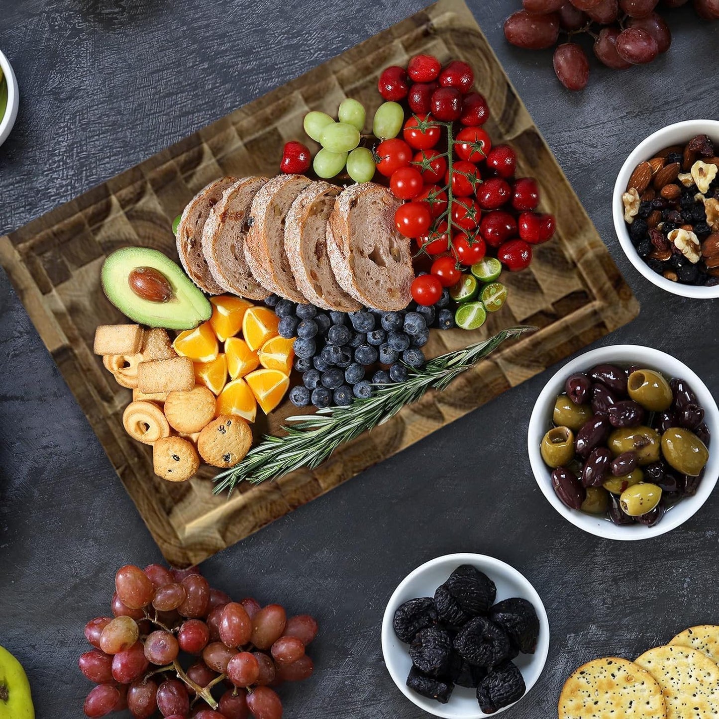 KOLWOVEN Acacia Wood Cutting Boards Set of 3 for Kitchen 1 Inch Thick - Large Wooden Cutting Boards for Chopping Meat, Cheese, Fruits, and Vegetables (17x12, 12x10, 12x7 inch)