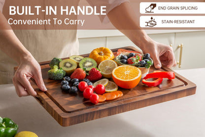 THETCHRY Walnut Wood Cutting Boards for Kitchen, Large Chopping Board Double Sided, End Grain Cutting Board with Handle, Charcuterie Butcher Block for Meal Prep & Serving with Gift Box, 17"×13"×1"