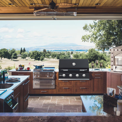 Hygrill 32-Inch Built In Grill for Natural Gas, Stainless Steel Outdoor Kitchen 4-Burner Grill Head, Black