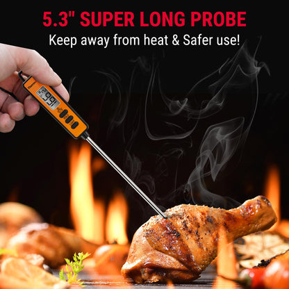 ThermoPro Temperature Gun, Infrared Thermometer Gun with Laser Pointer, Meat Thermometer Digital with Super Long Probe, Food Thermometer for Cooking, Laser Thermometer Gun -58℉-1022℉ Not for Human