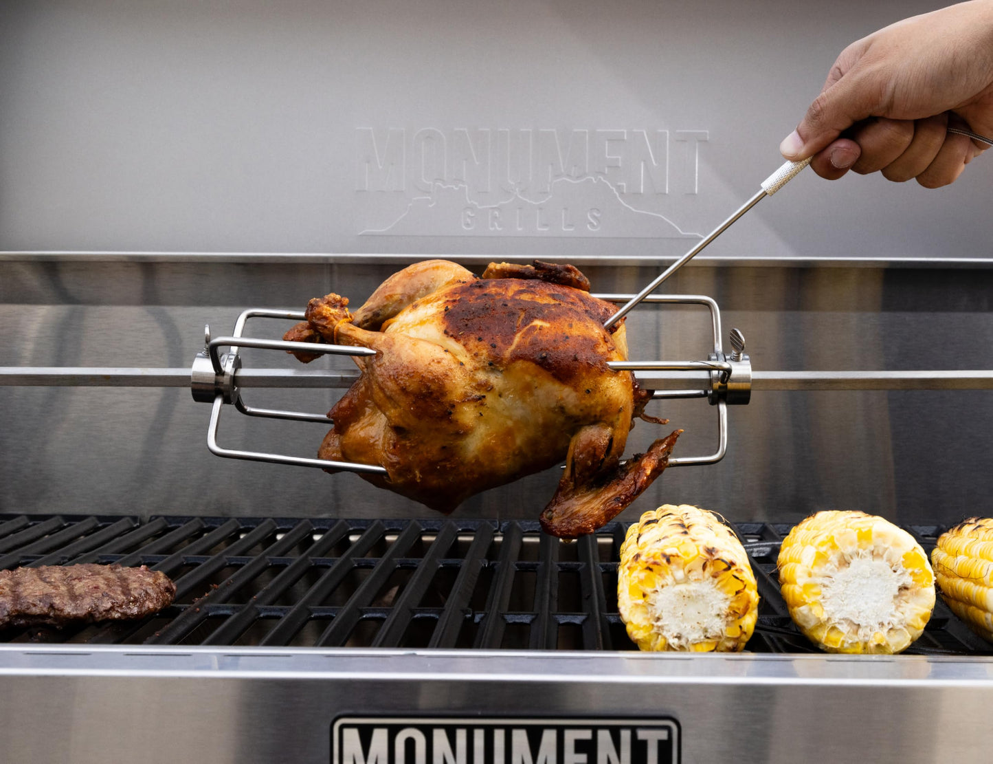 Monument Grills 6-Burner Convertible Natural Gas Smart bbq Grill Stainless Steel Denali 605 with Rotisserie Kit