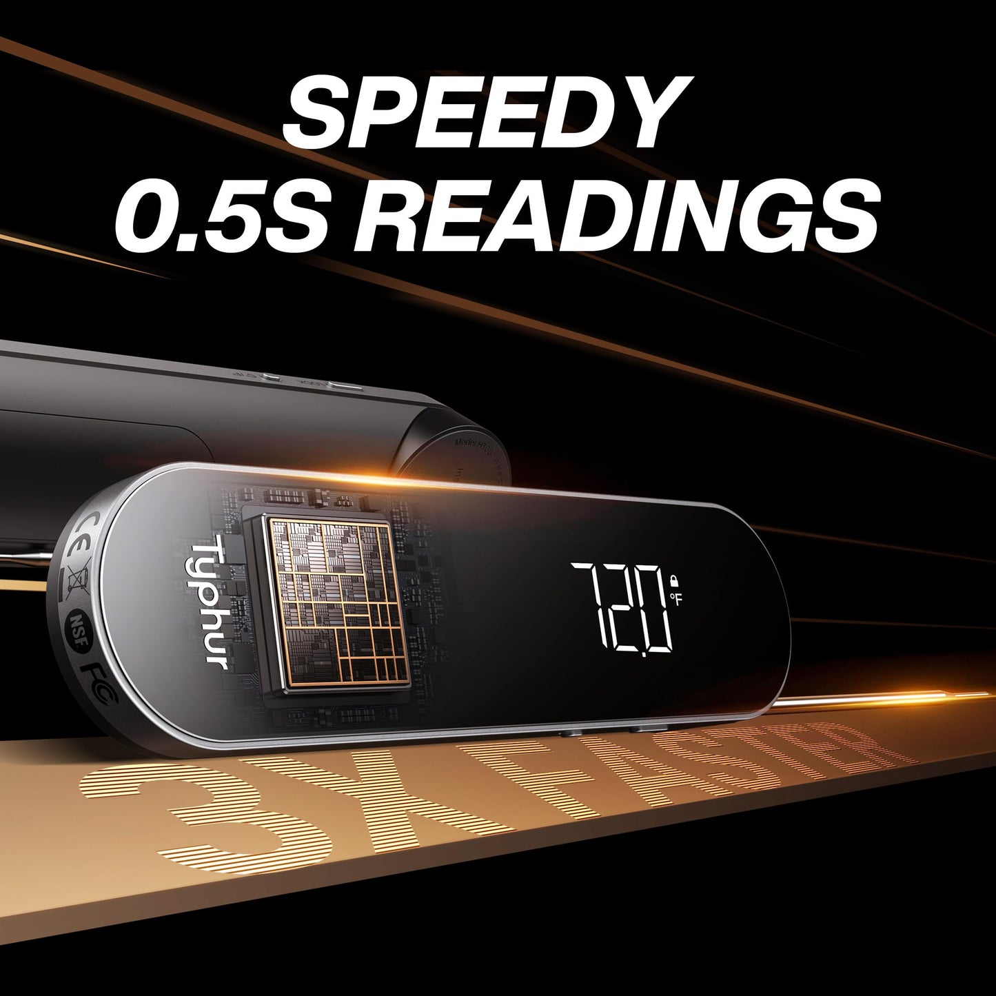 Typhur InstaProbe Core 0.5 Sec Instant Read Meat Thermometer for Cooking, Professional Thermometer Digital with IP67 Waterproof for Grill, BBQ, Cooking, Smoker, Men, Dad, Fathers Day