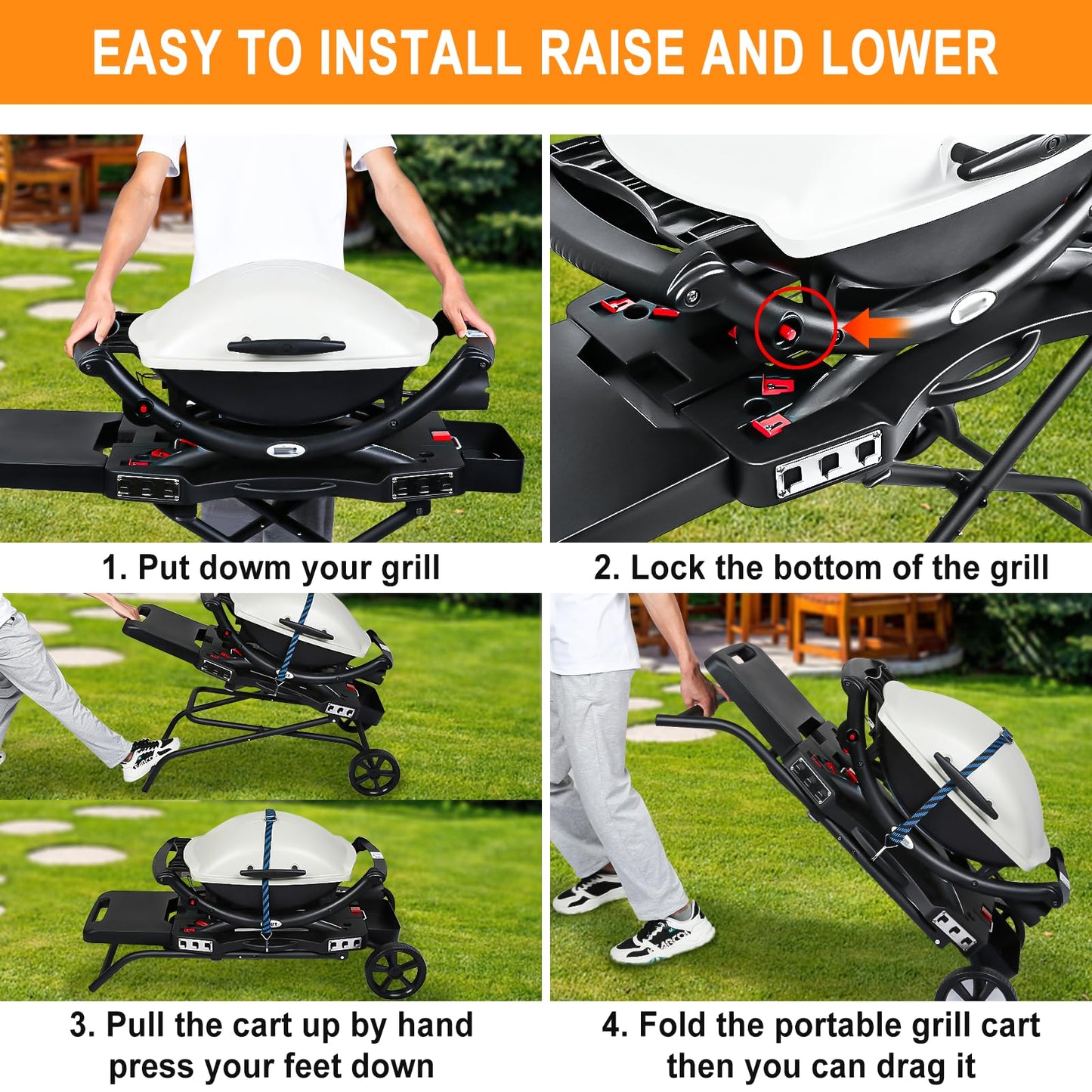 Hisencn Grill Stand for Weber Q1200, Q1000, Q2200, Q2400, Q2000 Series, Portable Grill Cart for Blackstone 17" 22" Table Top Griddles, Outdoor Grill Stand for Weber Grill,Griddle Stand for Blackstone