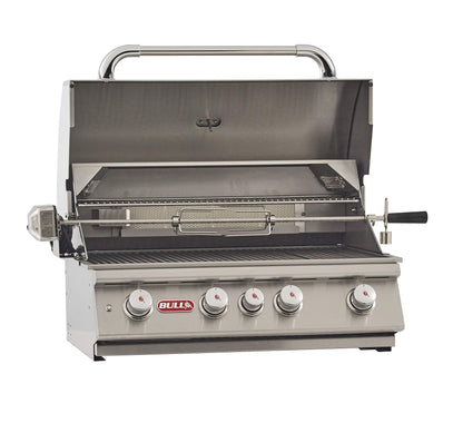 Bull Outdoor Products BBQ 47628 Angus 75,000 BTU Grill Head, LP, 304 Stainless Steel, 4 Burners, 810 sq. Inches, Twin Lights, Rotisserie Kit