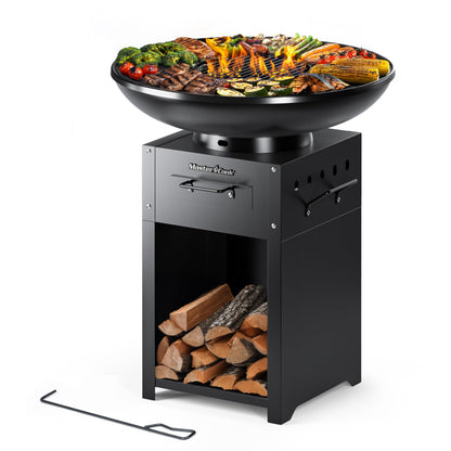MASTER COOK Plancha Charcoal Grill, Spacious BBQ and Fire Pit Combo, Suitable for Backyard Parties, Camping, and Outdoor, Round