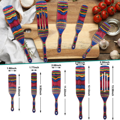 Spurtle Set, Wooden Utensils for Cooking, Kitchen Utensils Set, Pakkawood Kitchen Cooking Utensils Set, Apartment Essentials Wood Serving Spatula spoon, Home & kitchen Gift for Women & Men