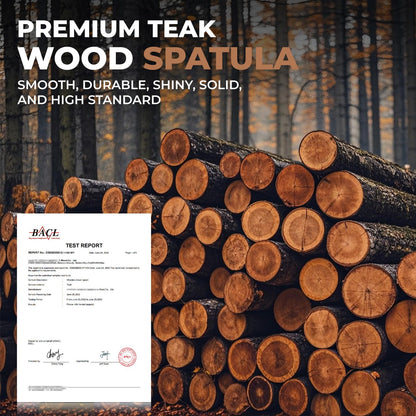 AIUHI Natural Teak Wood Spatula for Cooking, 12 Inches Flat Wooden Turner, Small Wood Flippers Handmade for Nonstick Cookware Turning Flipping Serving and Scraping. Set of 2