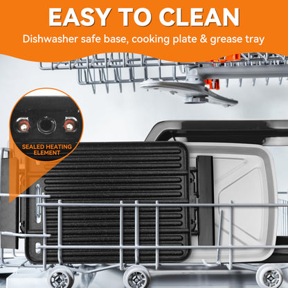 Baker’s Friend Indoor Griddle & Grill, Electric Griddle with 2 in 1 Indoor Grill and Griddle Plate Indoor Grill with Removable Plate, Silicone Mold, Dishwasher Safe, Recipes Include, Graphite