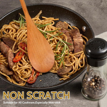 MORGLES 3Pcs Wooden Spoons for Cooking, 12 Inches Long Handle Mixing Spoons, Natural Wood Kitchen Utensils for Stirring, Serving & Eating