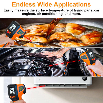 Upgrade 2023 Laser Infrared Thermometer Non-Contact Digital Temperature Gun, -58℉～1112℉(-50℃～600℃) IR Thermometer for Industrial, Kitchen Cooking, Automotive, HVAC (Not for Human Body Temp)