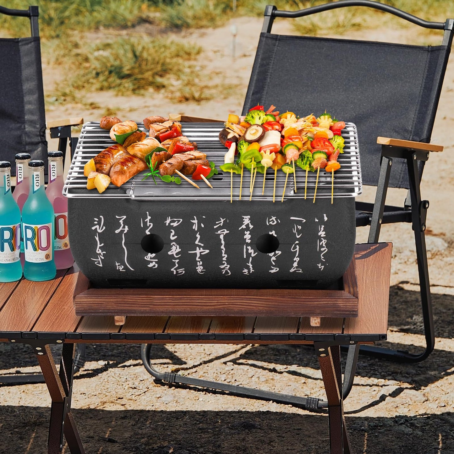 WGFOIP Japanese Barbecue Grill, Aluminum Alloy Grill Charcoal Stove Yakitori Grill Tabletop Smoker Grill for Outdoor Camping