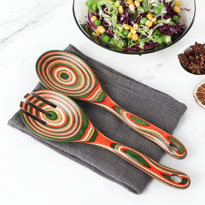 Salad Tongs, Wooden spoons, Salad Tongs for Serving, WOSPONFAN 10-inch Pakkawood Serving Utensils Set Salad Servers Set Kitchen Cooking Utensil