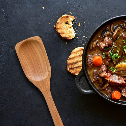 FAAY 18 Inches Large Wooden Spoon, Long Handle Heavy Duty Spoon with Scoop for Big Pot Stirring, Mixing & Cooking. Handcrafted from Teak for Crab Crawfish Seafood Boil, Gumbo Pot.