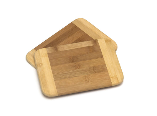 Lipper International Bamboo Wood Two-Tone Kitchen Cutting and Serving Board, Small, 8" x 6" x 5/16", Set of 2