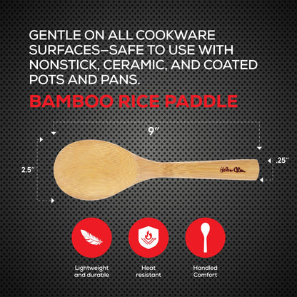 Helen’s Asian Kitchen Bamboo Rice Paddle Cooking Utensil, 9-Inch