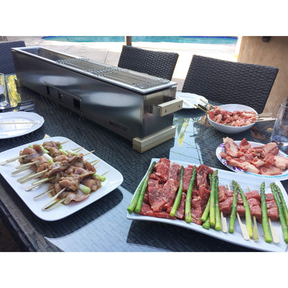 Bincho Grill GR915L Yakitori Charcoal Grill, 36” Japanese Style Tabletop Robata BBQ – Stainless Steel, Commercial Grade, Hibachi for Skewers – Authentic, Heavy-Duty, Rust-Resistant