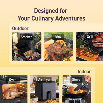 COSORI Wireless Meat Thermometer Digital, Bluetooth Food Thermometer for Grill, Smoker, Oven, Air Fryer for Turkey, Chicken, Steak, Gifts for Men, 90+ Recipes in Free App