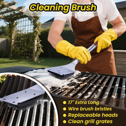 Grilling Accessories - 4Pcs BBQ Grilling Tools Set, Heavy Duty Rose Wooden Barbecue Grill Tools Kit for Outdoor Grill, Flat Top Griddle Accessories Kit for Blackstone, BBQ Gift for Men and Women