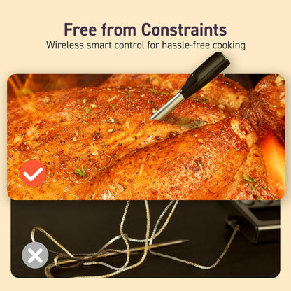 COSORI Wireless Meat Thermometer Digital, Bluetooth Food Thermometer for Grill, Smoker, Oven, Air Fryer for Turkey, Chicken, Steak, Gifts for Men, 90+ Recipes in Free App