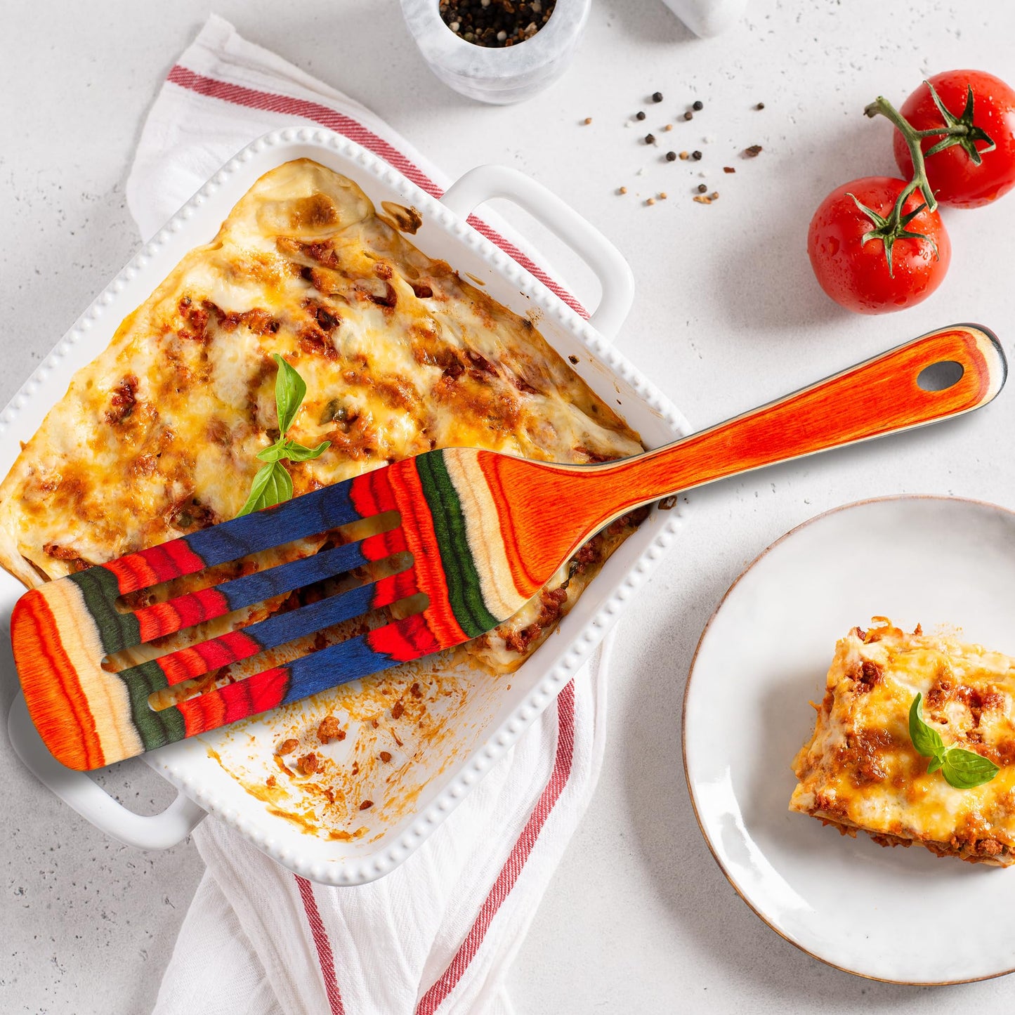 Baltique Marrakesh Collection 13" Wooden Spurtle Spatula – Colorful Birch Wood Cooking Utensil, Nonstick Safe, Versatile Stirring & Serving Tool