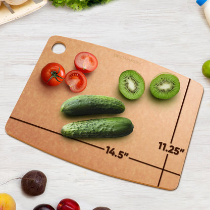 Dishwasher Safe Cutting Boards for Kitchen - Large Composite Wood Cutting Boards - Thin, BPA Free & Eco-Friendly Chopping Board (14.5 x 11.25 Inch, Natural)