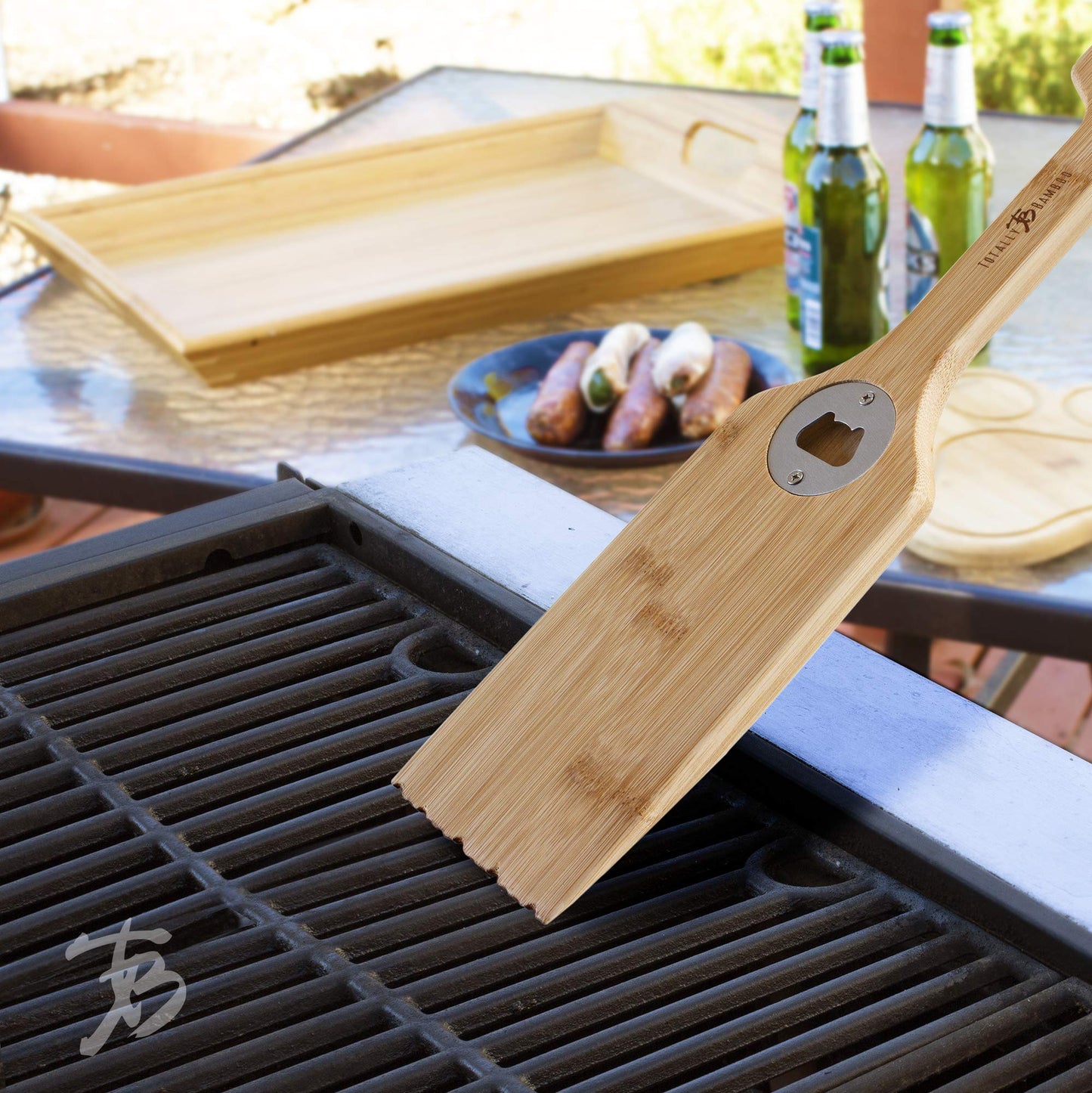 Totally Bamboo BBQ Grill Scraper with Bottle Opener