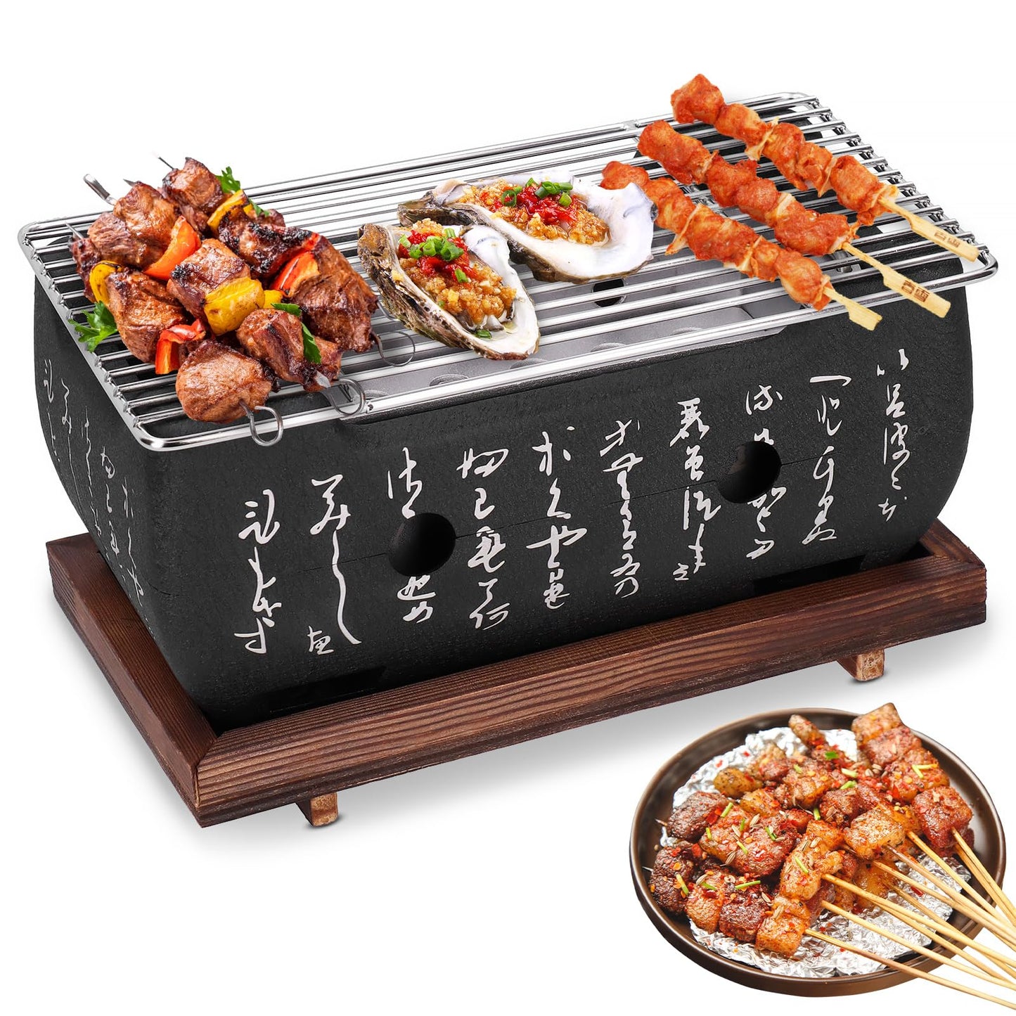 WGFOIP Japanese Barbecue Grill, Aluminum Alloy Grill Charcoal Stove Yakitori Grill Tabletop Smoker Grill for Outdoor Camping