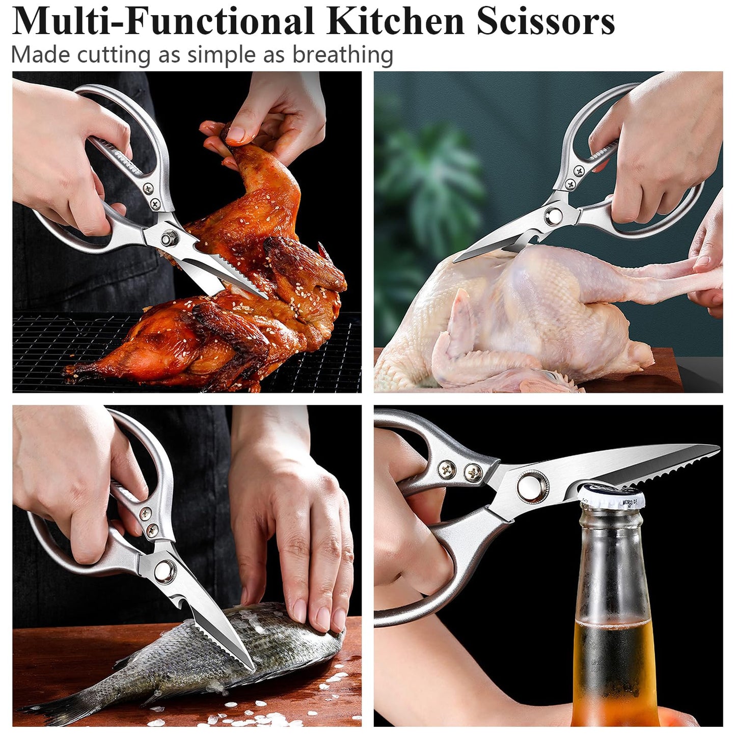 RINPIR 35pcs Deluxe Grilling Gifts Set for Birthday Fathers Day, Stainless Steel BBQ Accessories Kit for Men Dad, Professional Grill Tools Utensils with Scissors, Meat Claws in Aluminum Case Brown