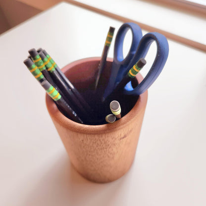 Wooden Utensil Holder - Teak Wood Utensil Holder - Wooden Spoon Holder - Kitchen Utensil Holder for Countertop - Utensil Crock for Kitchen Counter - Utensil Holder - Wine Holder - Art Supply Holder
