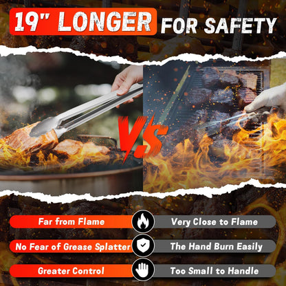 PURPLEBIRD Grill Set for Outdoor Grill 6 pcs - Heavy Duty Grilling Tools Set with Extra Long Handle, Stainless Grilling Accessories for Dad Gifts with Travel Bag, BBQ Utensils Kit for Outdoor Camping