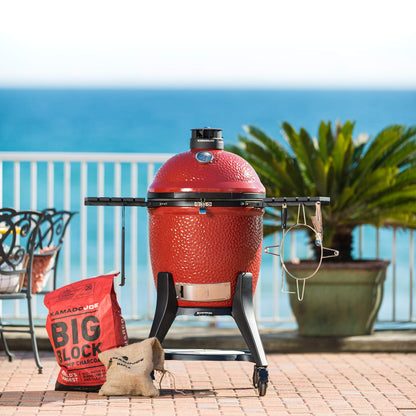 Kamado Joe® Classic Joe™ Series III 18-inch Charcoal Grill & Smoker, Red, with Cart, Side Shelves, Grill Gripper, and Ash Tool, 3 Tier Cooking System, Stainless Steel Cooking Grates, Model KJ23RHCI-A