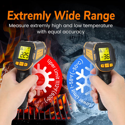 Infrared Thermometer Digital Temperature Gun Laser Meat Thermometer for Cooking, Food, Pizza Ovens, Grilling, Engine, Candy, Laser Griddle, Indoor HVAC Refrigerator Tool -58°F to 1112°F (-50℃~600℃)