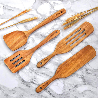 12Pcs Wooden Utensils for Cooking Kitchen Utensils Wooden Spatulas